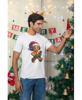 Koszulka męska Świąteczna piernik z konsolą świąteczny grający prezent