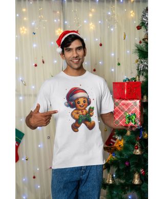 Koszulka męska Świąteczna piernik z konsolą świąteczny grający prezent