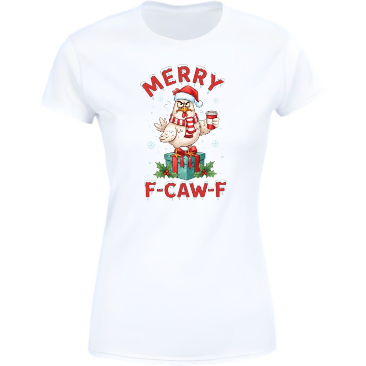 Koszulka damska Świąteczna Merry F-Caw-F parodia kurczaka śmieszna
