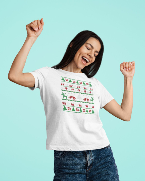 Koszulka damska Świąteczna Classic Knit Pattern w stylu ugly sweater — zdjęcie 4