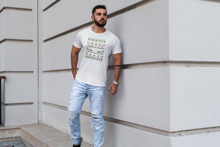 Koszulka męska Świąteczna Classic Knit Pattern w stylu ugly sweater — zdjęcie 4