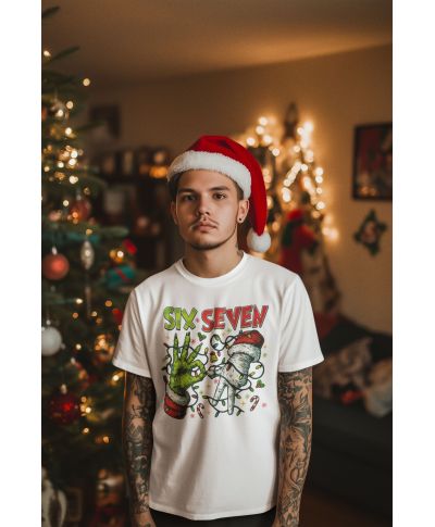 Koszulka męska Świąteczna Six Seven połączenie humoru i klimatu Świąt