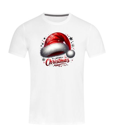Koszulka męska Świąteczna „Merry Christmas” czapka Mikołaja klasyk