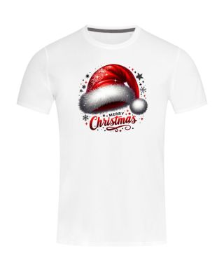 Koszulka męska Świąteczna „Merry Christmas” czapka Mikołaja klasyk