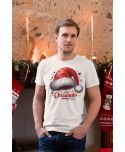 Koszulka męska Świąteczna „Merry Christmas” czapka Mikołaja klasyk