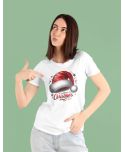 Koszulka damska Świąteczna „Merry Christmas” czapka Mikołaja klasyk
