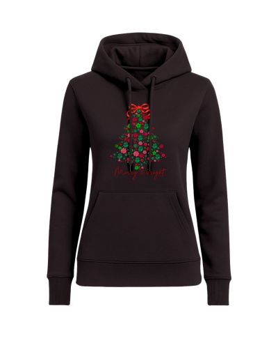 Bluza z kapturem damska Świąteczna „Merry & Bright” Kwiatowa choinka