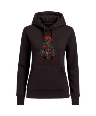 Bluza z kapturem damska Świąteczna „Merry & Bright” Kwiatowa choinka