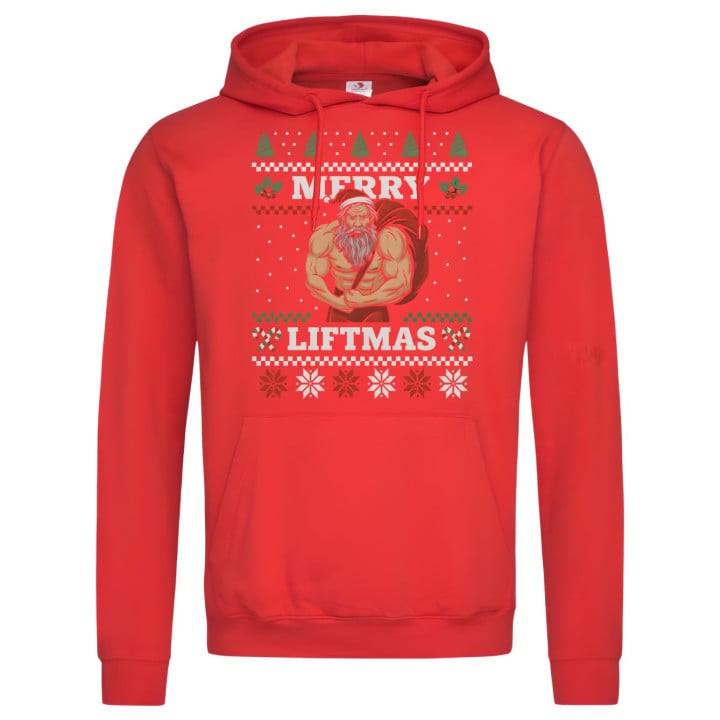 Bluza z kapturem męska Świąteczna Merry Liftmas Mikołaj Kulturysta Święta