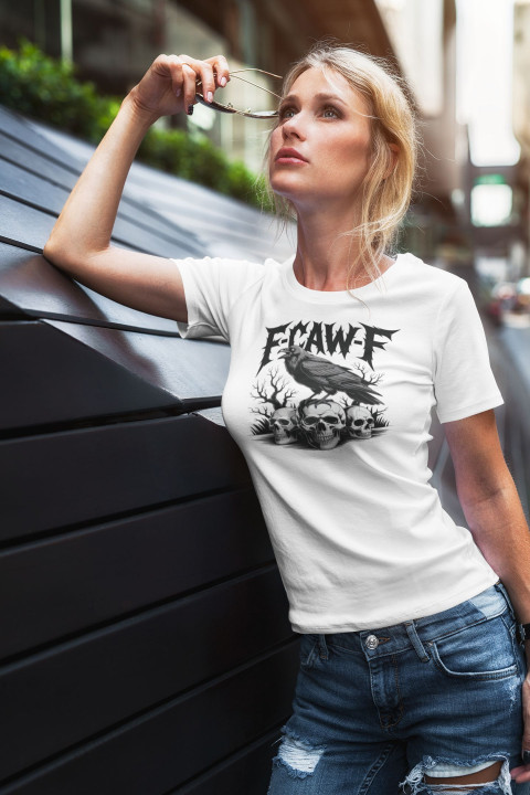 Koszulka damska F-CAW-F Kruk Raven Edition mroczna parodia hitu z kurą — zdjęcie 4