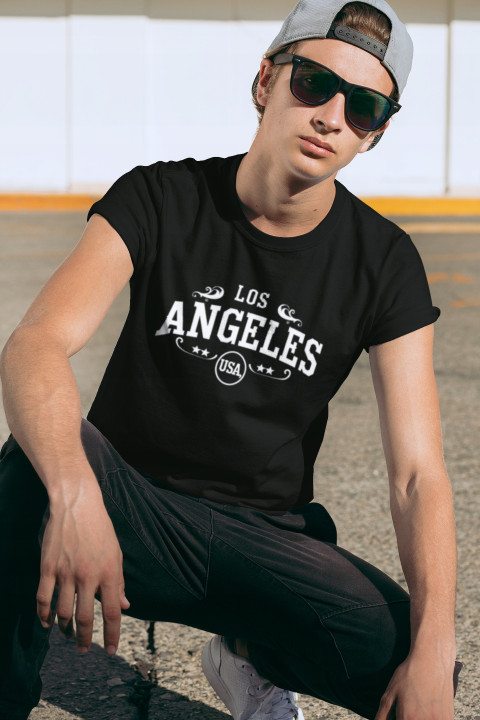 Koszulka męska z nadrukiem Los Angeles USA - styl modny miejski T-shirt — zdjęcie 2