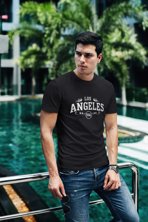Koszulka męska z nadrukiem Los Angeles USA - styl modny miejski T-shirt — zdjęcie 3