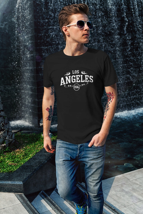 Koszulka męska z nadrukiem Los Angeles USA - styl modny miejski T-shirt — zdjęcie 4