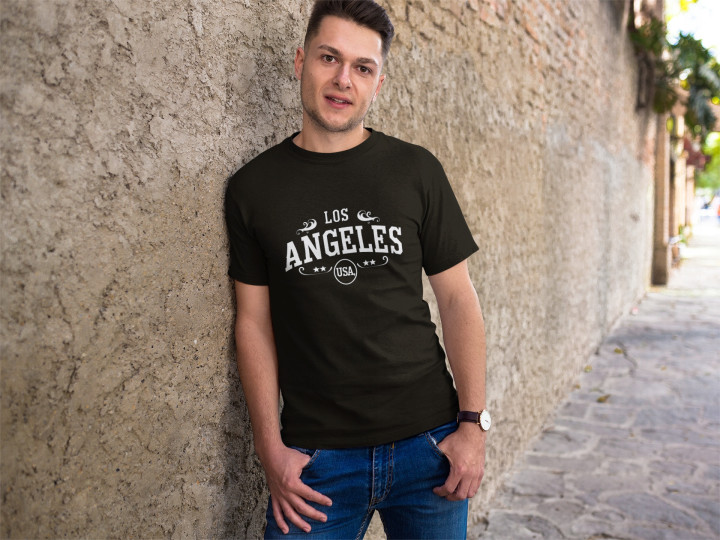 Koszulka męska z nadrukiem Los Angeles USA - styl modny miejski T-shirt — zdjęcie 5