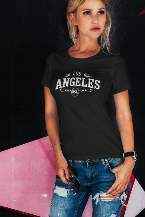 Koszulka damska z nadrukiem Los Angeles USA - styl modny miejski T-shirt — zdjęcie 3