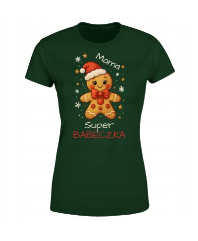 Koszulka damska Świąteczna Mama Ciacho Super Babeczka Wpisz Imię