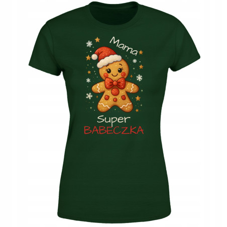 Koszulka damska Świąteczna Mama Ciacho Super Babeczka Wpisz Imię
