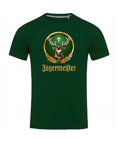 Koszulka męska Świąteczna Jeleń Krzyż Zielony Ozdobny złoto symbol złote