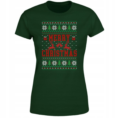 Koszulka damska Świąteczna Merry Christmas choinki ugly sweater