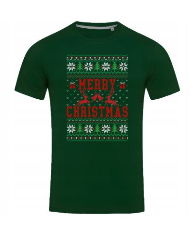 Koszulka męska Świąteczna Merry Christmas choinki ugly sweater