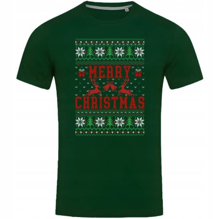 Koszulka męska Świąteczna Merry Christmas choinki ugly sweater