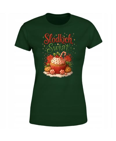 Koszulka damska Świąteczna Słodkich Świąt z kolorowymi słodyczami na święta