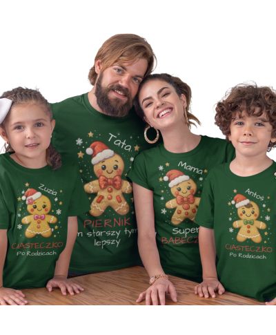 Koszulki Świąteczne Zestaw dla rodziny 2+2 na Święta Pierniki Ciacho Imiona