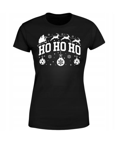 Koszulka damska Świąteczna HO HO HO w stylu klasycznym na co dzień renifery