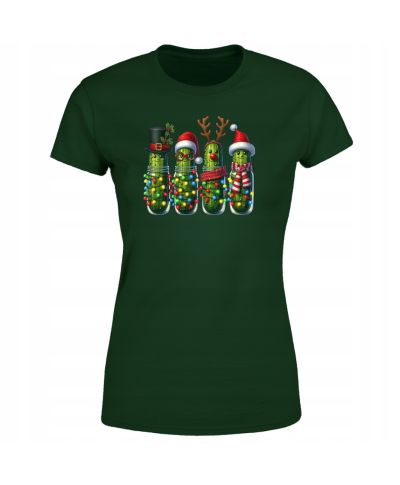 "Koszulka damska Świąteczna przebrane Ogórki świąteczne w słoikach "