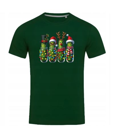"Koszulka męska Świąteczna przebrane Ogórki świąteczne w słoikach "