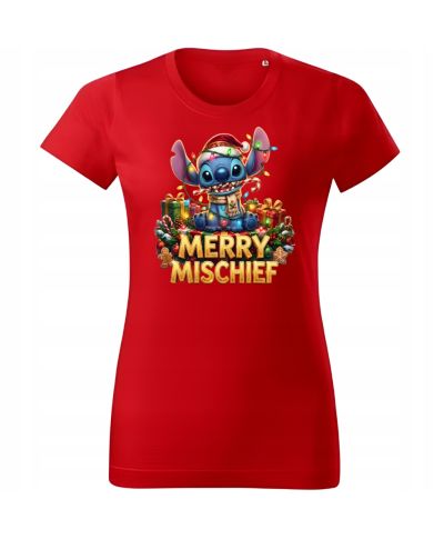 Koszulka damska Świąteczna MERRY MISCHIEF wesołe psoty słodki stworek