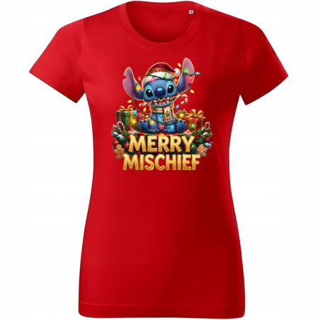 Koszulka damska Świąteczna MERRY MISCHIEF wesołe psoty słodki stworek