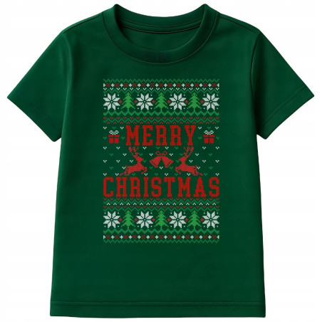 Koszulka dziecięca Świąteczna Merry Christmas choinki ugly sweater
