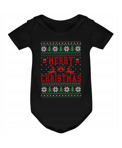 Body dziecięce Świąteczne Merry Christmas choinki ugly sweater
