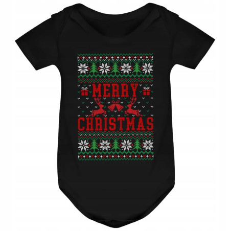 Body dziecięce Świąteczne Merry Christmas choinki ugly sweater