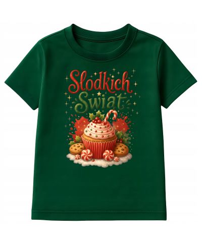 Koszulka dziecięca Świąteczna Słodkich Świąt z kolorowymi słodyczami