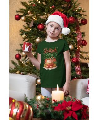 Koszulka dziecięca Świąteczna Słodkich Świąt z kolorowymi słodyczami