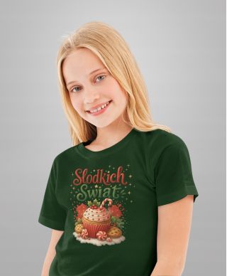 Koszulka dziecięca Świąteczna Słodkich Świąt z kolorowymi słodyczami