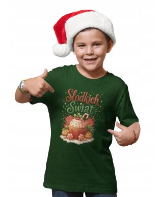 Koszulka dziecięca Świąteczna Słodkich Świąt z kolorowymi słodyczami