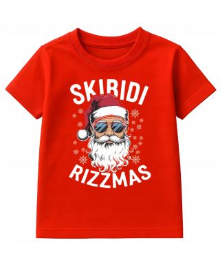Koszulka dziecięca Świąteczna Mikołaj Skibidi Rizzmas śmieszna na święta