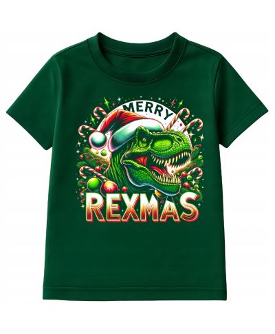 Koszulka dziecięca Świąteczna z dinozaurem Rexmas święta dino humor rex