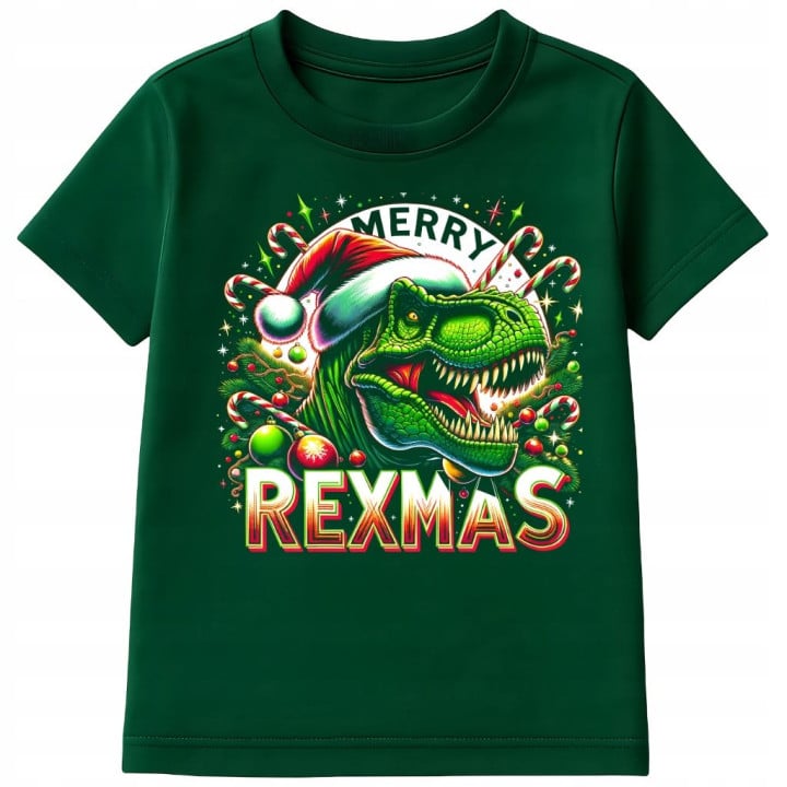 Koszulka dziecięca Świąteczna z dinozaurem Rexmas święta dino humor rex