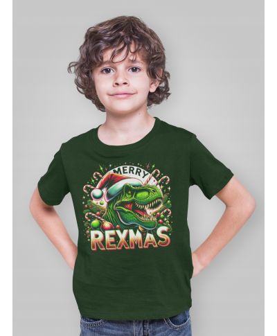 Koszulka dziecięca Świąteczna z dinozaurem Rexmas święta dino humor rex