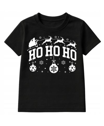 Koszulka dziecięca Świąteczna HO HO HO styl klasyczny na co dzień renifery