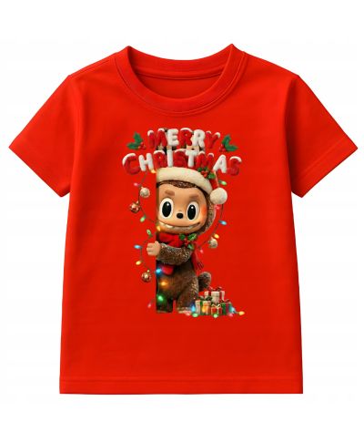 Koszulka dziecięca Świąteczna Merry Christmas z uroczą postacią Labubu