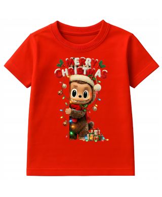 Koszulka dziecięca Świąteczna Merry Christmas z uroczą postacią Labubu