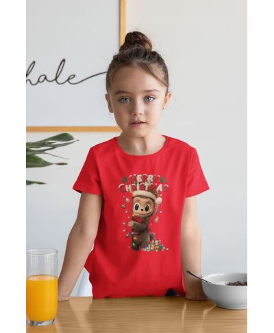 Koszulka dziecięca Świąteczna Merry Christmas z uroczą postacią Labubu