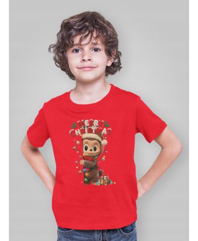 Koszulka dziecięca Świąteczna Merry Christmas z uroczą postacią Labubu
