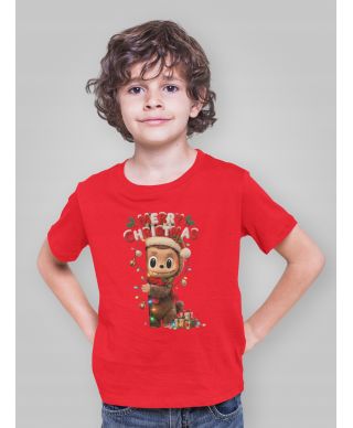 Koszulka dziecięca Świąteczna Merry Christmas z uroczą postacią Labubu