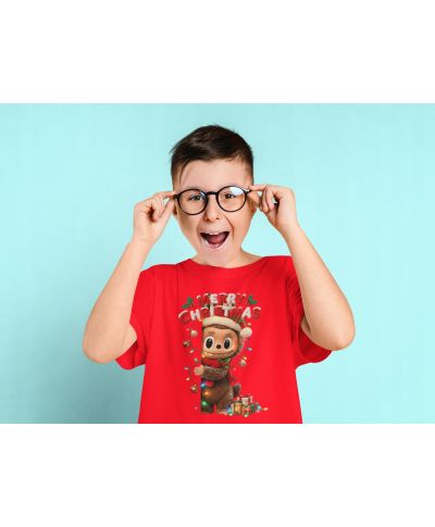 Koszulka dziecięca Świąteczna Merry Christmas z uroczą postacią Labubu